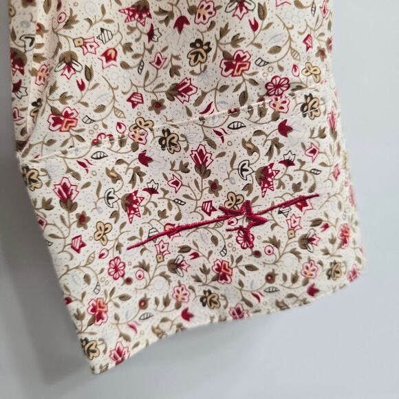 Ryan Michael Women’s Silk Cream Red Floral Snap Long Sleeve Western Shirt Sz L - Picture 4 of 10